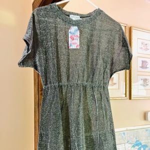 Silver sheer knee length dress NWT